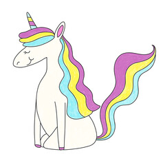 Unicorn cute png sticker, colorful illustration