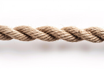 Fototapeta premium A close-up of a single twisted rope strand showcasing its texture and durability against a white background