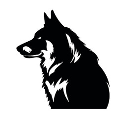 Vector siberian husky silhouette  isolated on white background 