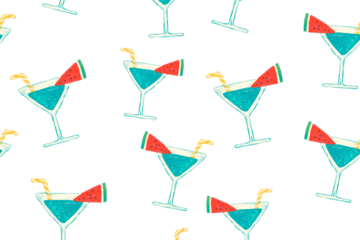 Tropical mocktail png pattern, transparent background