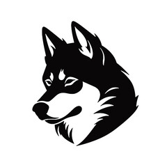 Vector siberian husky silhouette  isolated on white background 