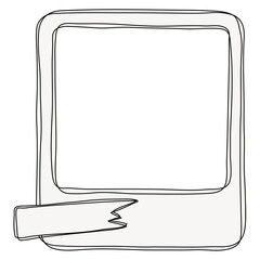 Doodle instant png frame sticker, simple line art design on transparent background