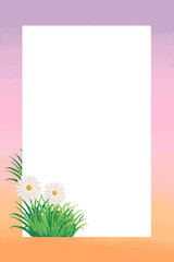 Floral png frame background, minimal Daisy flower design, transparent background