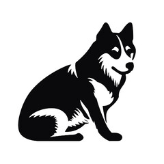 Vector Siberian husky. black silhouette artwork.