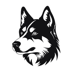 Vector Siberian husky. black silhouette artwork.