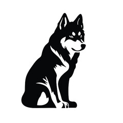 Vector Siberian husky. black silhouette artwork.