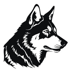 Vector Siberian husky. black silhouette artwork.