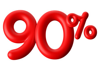 90 Percent Off Sale Red Number 3D