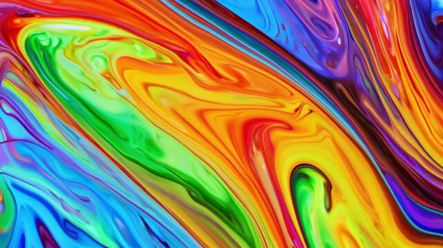 Abstract background with rainbow colors liquid surface with waves. Seamless reversible texture loop for logo, text, presentation. LGBT Love, Equal, Diversity concept.4k