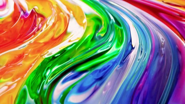 Abstract background with rainbow colors liquid surface with waves. Seamless reversible texture loop for logo, text, presentation. LGBT Love, Equal, Diversity concept.4k
