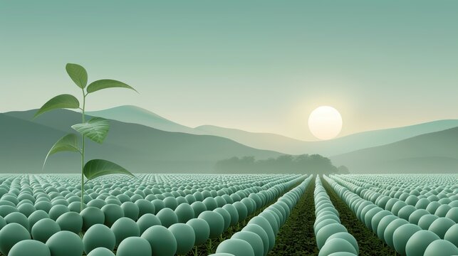 Educational illustrations on sustainable agriculture practices, promoting organic farming and agroforestry as solutions to mitigate greenhouse gas emissions. Illustration, Image, , Minimalism,