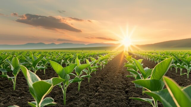 Educational illustrations on sustainable agriculture practices, promoting organic farming and agroforestry as solutions to mitigate greenhouse gas emissions. Illustration, Image, , Minimalism,