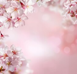 Obraz premium fondo rosa desenfocado con flores de cerezo aisladas