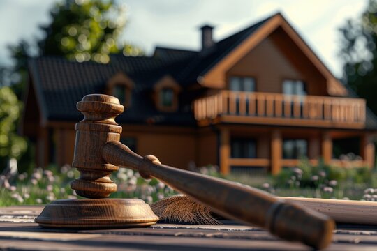 A wooden gavel and baseball bat sitting side by side on a table, perfect for use in various settings such as a meeting room or sports facility