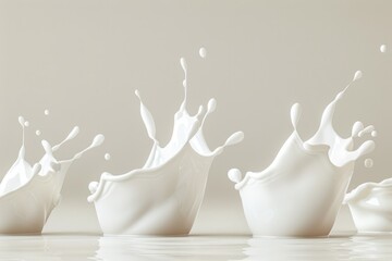 Fresh milk poured into a white ceramic bowl with splashes and ripples