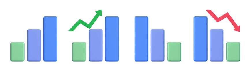 3d business graph set