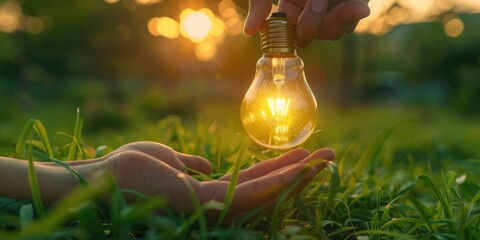 A person holding a light bulb, ideal for use on websites about energy conservation or lighting solutions