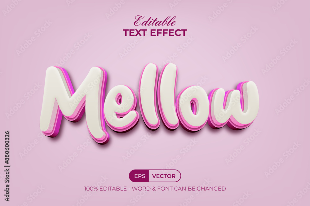 Poster mellow text effect pink soft style. editable text effect.