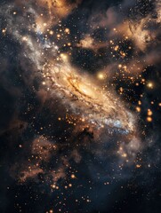 A stunning image of a galaxy with stars shining bright in the background, great for use in space-themed designs or as a subtle texture