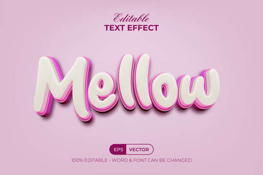 Naklejki Mellow Text Effect Pink Soft Style. Editable Text Effect.