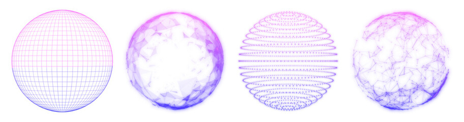 PNG Purple digital element  cut out element set