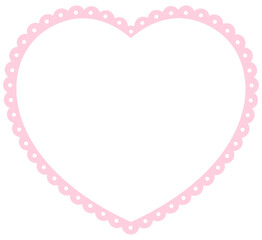 heart scallop frame isolated. Template for photo. Empty photo lace ornament frame.