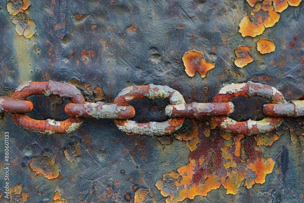 Poster a rusty metal surface with a chain attached
