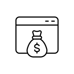 Online loan outline icons, minimalist vector illustration ,simple transparent graphic element .Isolated on white background