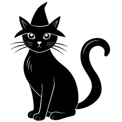 Witch cat silhouette art vector illustrations
