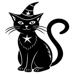 Witch cat silhouette art vector illustrations