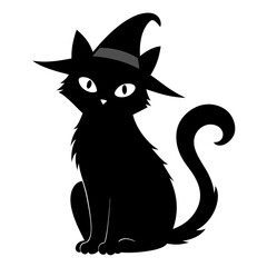 Witch cat silhouette art vector illustrations