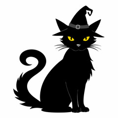 Witch cat silhouette art vector illustrations