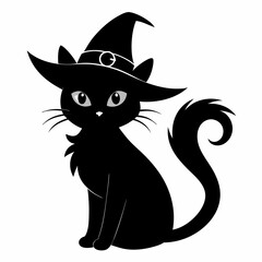 Witch cat silhouette art vector illustrations