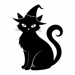 Witch cat silhouette art vector illustrations