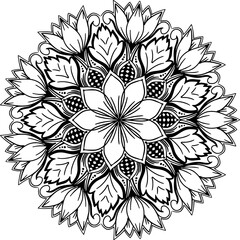 Doodle zen tangle design mandala colouring book pages for adults vector illustration