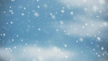 Snow falling on blue sky with cloud in the winter Christmas background - Powered by Adobe
