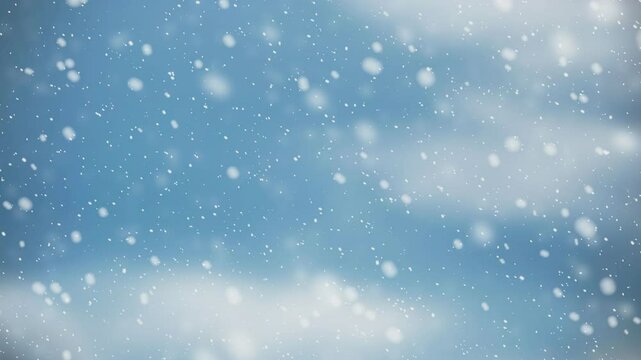 Snow falling on blue sky with cloud in the winter Christmas background