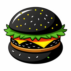 black burger vector illustration on white background