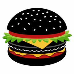 black burger vector illustration on white background