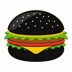 black burger vector illustration on white background