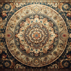 Fototapeta premium Intricate Persian Carpet: Old Patterned Top View