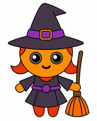 Spooky Halloween Witch Vector Art | Witch Hats and Broom Clipart | Halloween Witch Illustration