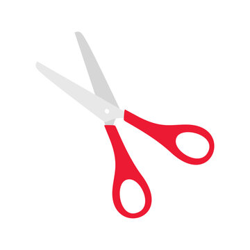 recommend clip art: School Scissors, stationery tool for paper cutting. Flat illustration of school and office instrument or items with blade for crafts isolated on white background. Colored vector illustration