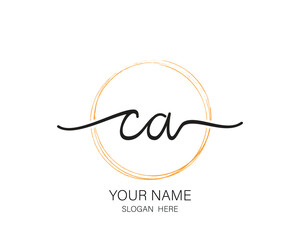 CA initial letter handwriting logo design ,signature logo template,beauty initial with circle design