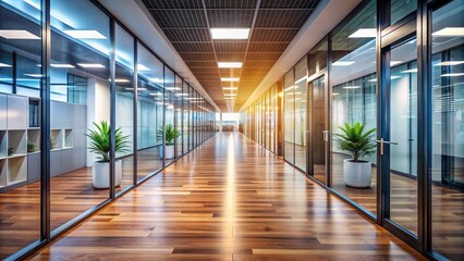 Nice modern office with beautiful long office corridor with and defocused room background concepts and ideas for business presentation background, wallpaper and backdrop ideas for corporate and commer