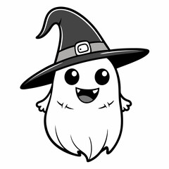 pumpkin in witch hat vector silhouette