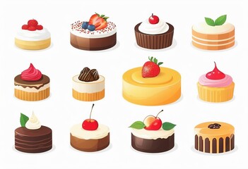 Vibrant Korean Dessert Clipart Collection: Sweet Treats in Flat Design