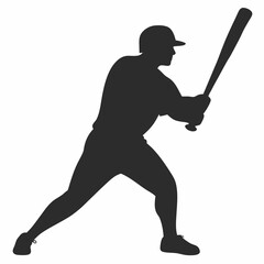 Baseball player vector illustration, player vector art, Baseball player silhouette, Baseball player hitting ball