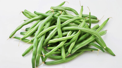 Fototapeta premium Fresh green beans on white background