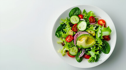 Healthy Fresh Avocado and Vegetable Salad - Top View